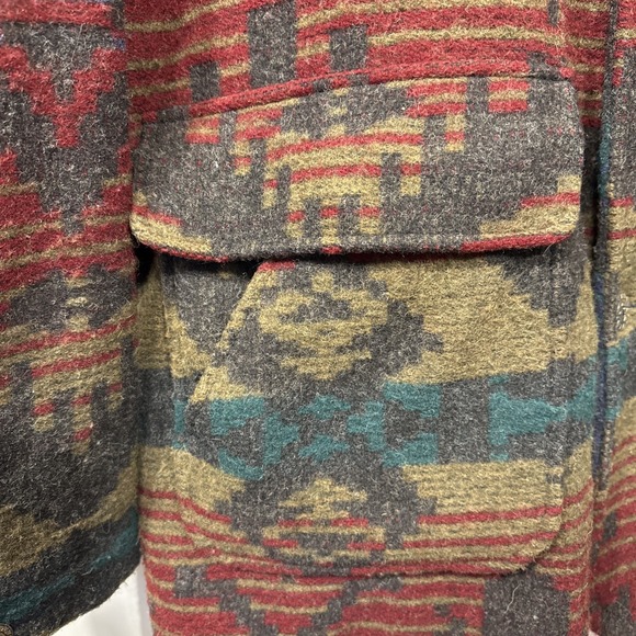 JACKET BARN WOOL AZTEC MEN LRG  L.L. Bean  Coat 90s Southwest Tribal Chore Ranch - Picture 3 of 13